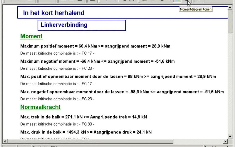 Constructieberekening van een verbinding met momenten en krachten
