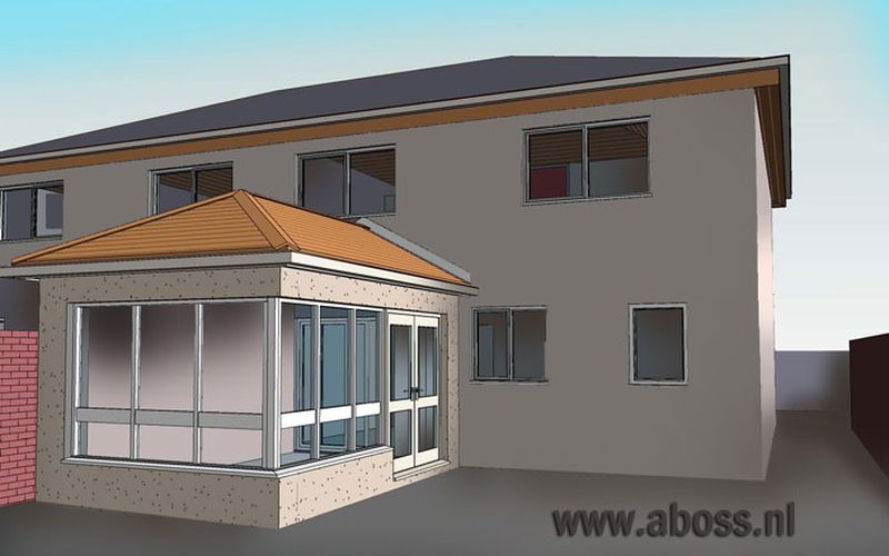 Kleine aanbouw aan de achterzijde van een woning