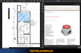Voorbeeld van een ventilatieplan met berekeningen